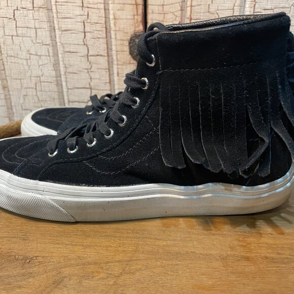 Vans SK8-Hi Moc suede Fringe shoes black 8.5 - Picture 2 of 5